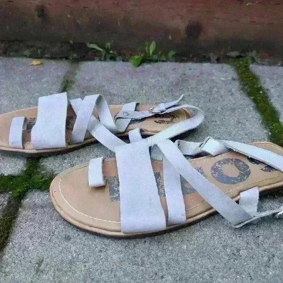 Strappy sorel grey leather toe sandals size 8 - Picture 2 of 6